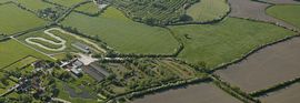 Aerial view of fishery and campsite