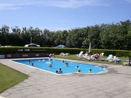 The pool at Budemeadows is heated and kept wa