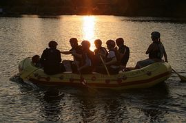 White Water Rafting at Dusk