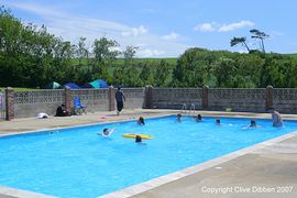 The outdoor heated pool