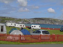 Campsite with Stromness in background