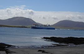 View of the Hamnavoe entering Stromness harbour