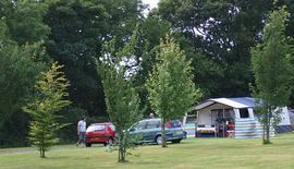 Trailer tent at Rhyd y Galen